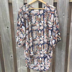 Rachael & Chloe blue kimono style open blouse - size M